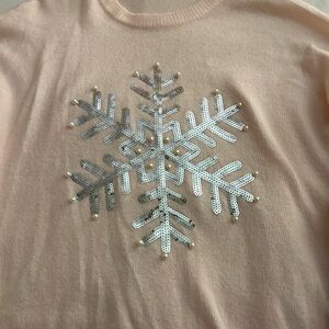 Snowflake Christmas Winter pink sweater 1 X womens